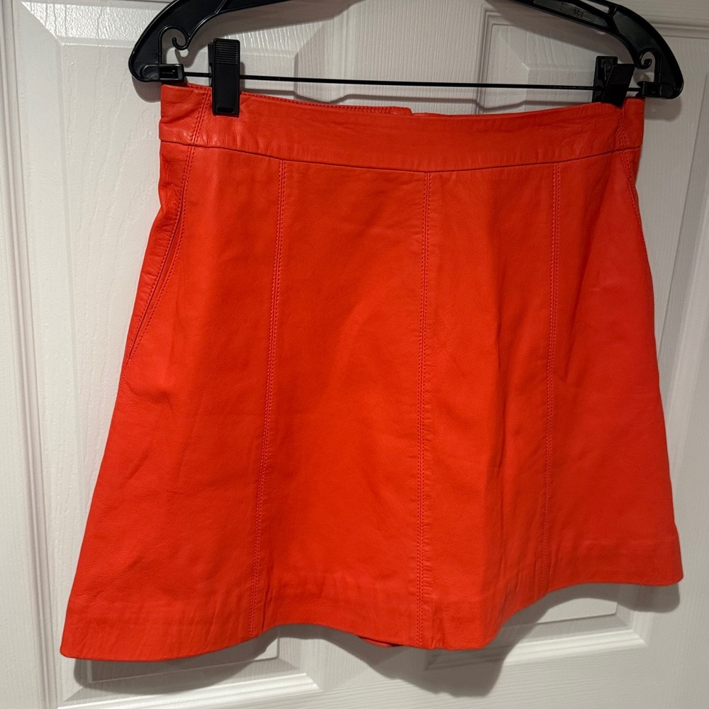 Marc By Marc Jacobs Orange Leather Mini Skirt - Picture 2 of 6
